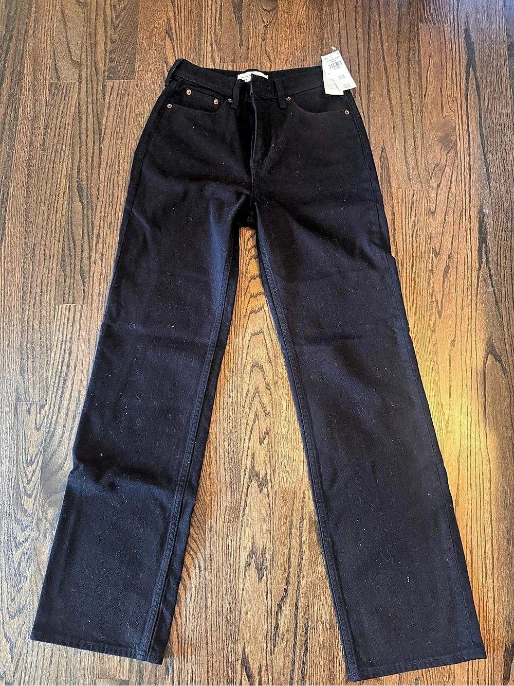 Abercrombie & Fitch High Rise 90s Relaxed Jean Black Straight Leg Jeans Waist 25